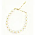 Elegant freshwater pearl bracelet featuring gold spacers and an adjustable lobster clasp chain - Handmade Irregular Style (423)
