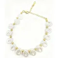 Macro view showing baroque irregular pearl bracelet with polished gold spacer beads - Irregular Pearl Patchwork (423)
