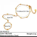 Bracciale ad anello in acciaio inossidabile placcato oro 18K con perline - Stile Catena con Perline (SS-YS335-2) / 1 Pezzo / Oro