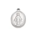 Pendentif médaille religieuse ovale en acier inoxydable Vierge Marie pour bijoux DIY - Médaille Vierge Marie (Argent) / Argenté