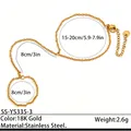 Elegante bracciale schiava in acciaio inossidabile placcato oro 18K con anello - Stile Catena a Maglie Sottili (SS-YS335-3) / 1 Pezzo / Oro