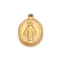 Pendentif ovale religieux en acier inoxydable doré avec motif de la Vierge Marie - Médaille Vierge Marie (Or) / Doré