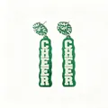 Close-up detail of green glitter acrylic cheerleading earrings with white bold text - Same Side (L94) / Green