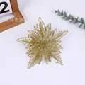 Eleganter glitzernder goldener doppellagiger künstlicher Weihnachtsstern-Schmuck - Gold
