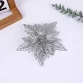 Silberner glitzernder doppellagiger Weihnachtsstern Blumenanhänger für Weihnachtsbaum - Silber