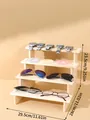 Espositore a 4 livelli in legno per oggetti da collezione e occhiali, largo 29,5cm - Scaffale A Scala A Quattro Ripiani Tipo B
