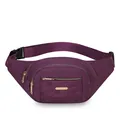 Modische lila gesteppte Gürteltasche mit mehreren Reißverschlussfächern für Damen - Lila
