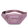 Modische lila Damen-Gürteltasche mit mehreren Schichten und gestepptem Blumenmuster - Rosa-Lila