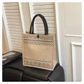 Borsa shopping in juta ecologica con stampa geometrica e eleganti manici neri - Triangolo Piccolo / Dimensioni Piccole: 26*27*14 Dimensioni Grandi: 34*30*17