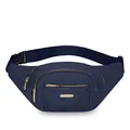 Stylish navy blue multi-layer women's fanny pack with quilted floral pattern - Dark Blue