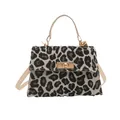 Fashionable leopard print top-handle square crossbody bag for women with gold hardware - Leopard White