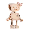 Ciondolo a forma di robot placcato oro rosa con fiocco in smalto rosa per gioielli - 2 / Raccordi In Lega A Foro Grande