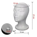 White female styrofoam mannequin head for wig styling and display, 52cm head size - White