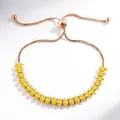 Vue détaillée d'un bracelet réglable avec zircons marquise jaunes en or rose - Marquise Style / Champagne (Strass Jaune)
