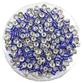 Bulk pack of blue and silver 6mm rhinestone rondelle spacer beads for DIY bracelet making - Blue