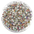 6mm/8mm silver rondelle spacer beads with multicolored rhinestones for DIY bracelets - Colorful