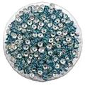 Large set of 6mm 8mm blue rhinestone rondelle spacer beads for DIY jewelry making crafts. - Lake Blue
