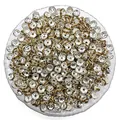 Silver rondelle spacer beads with amber rhinestones for DIY jewelry and bracelet making - Champagne