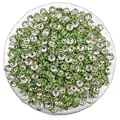 Bulk silver plated spacer beads with sparkling green rhinestones for DIY jewelry making - Fruit Green