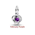 Premium S925 sterling silver purple birthstone charm for February DIY jewelry bracelet - Eternal Knot Style / February Violet
