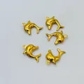 Golden dolphin charms pendant set for ocean-themed necklace and earring jewelry making - Hollow Dolphin / 5 Pieces / Gold