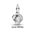 Sterling silver June birthstone charm with white pearl and intertwined silver knot design - Eternal Knot Style / June White