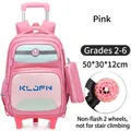 Pink kids rolling backpack for school with 2 silent wheels and matching pencil case - 2-Wheel Trolley (Non-Climbing) / Pink