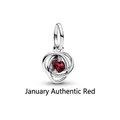 S925 sterling silver January birthstone charm with red crystal for DIY bracelets - Eternal Knot Style / January Red