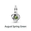 S925 sterling silver August birthstone charm featuring a vibrant spring green stone - Eternal Knot Style / August Spring Green