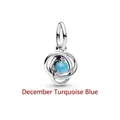 December Turquoise Blue S925 sterling silver dangle charm bead for DIY bracelets - Eternal Knot Style / December Turquoise Blue
