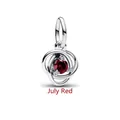 Sterling silver S925 birthstone charm for DIY jewelry with July red crystal stone - Eternal Knot Style / July Red