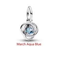 Sterling silver charm pendant with March aqua blue stone for DIY bracelets - Eternal Knot Style / March Aqua Blue