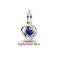 S925 sterling silver September Blue birthstone crystal pendant charm for DIY jewelry - Eternal Knot Style / September Deep Blue