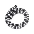 Black white grey flat round polymer clay wheel spacer beads for DIY jewelry making - Black Gray White