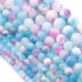 Persisches Jade Naturstein Perlen Set in Blau und Rosa für DIY Schmuckherstellung - 4mm (Ca. 85 Stück) / Blau gemischt