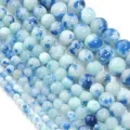 Blaue marmorierte Persische Jade Natursteinperlen für die DIY Schmuckherstellung - 4mm (Ca. 85 Stück) / SP Blau