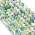 Runde grün-blau marmorierte Persische Jade-Perlen für handgefertigten DIY-Schmuck - Blau und Gelb Gemischt
