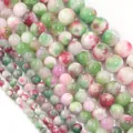 Marmorierte pink-grüne Perser-Jade Naturstein-Rundperlen für DIY-Schmuckherstellung - Grün-Rot Mischung