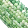 Hochwertige natürliche grün-weiße Persische Jade-Rundperlen für DIY-Schmuckherstellung - Grün und Weiß