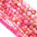 Runde rosa und orange marmorierte Natursteinperlen aus Persischem Jade für DIY - Rosérot Gemischt
