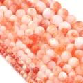 Polierte natürliche Persische Jade-Perlen in Korallenrosa-Marmorierung für Schmuck - Orange-Weiß Mix