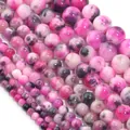 Rosa und schwarz marmorierte Persische Jade-Rundperlen für DIY-Schmuckherstellung - Dunkelrosa-Schwarz Mix