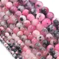Natürliche rosa und schwarz marmorierte Persische Jade Rundperlen für DIY Schmuck - Rosa-Schwarz Gemischt