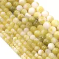 Persische Jade Naturstein Rundperlen in hellgelben und grünen Bonbonfarben für DIY Schmuck - Gelb mit Weiß gemischt