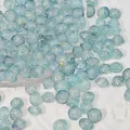 Detailed macro view of 8x10mm light blue lampwork beads with gold foil for DIY crafts - Saucer Bead 7# (8x10mm) / Fog Blue