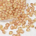 Macro view of 8x10mm amber glass UFO beads with gold foil texture for DIY jewelry - Saucer Bead 5# (8x10mm) / Gold