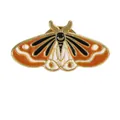 Vintage emaille mot broche speld met oranje en zwarte vleugels op een witte achtergrond - Oranje Witte Mot Stijl (C2740-1)