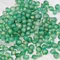 Dettaglio di perle in vetro verde schiuma di 8x10mm con dettagli in foglia d'oro. - Perlina a Disco 2# (8x10mm) / Verde
