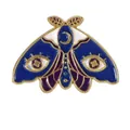 Artistieke nachtvlinder emaille speld met maan- en oogmotief in blauw. - Blauw Paars Oog Vlinder Stijl (C2740-2)