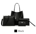 Set di quattro borse nere in pelle martellata comprensivo di shopper e tracolla - Nero